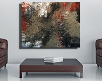 Picture abstractstretched on canvas, 90 x 70 cm, small modern painting, acrylic painting on frame, modern painting with structure, sand structure