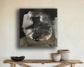 Image abstraite sur cadre de coin, image sur toile, 70 x 70 cm, image moderne, image avec cruche, peinture murale,