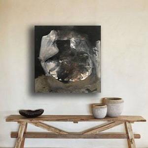 Abstract picture on stretcher frame, picture on canvas, 70 x 70 cm, modern picture, picture with jug, wall picture,