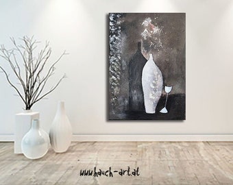 Abstract painting, acrylic painting, 60 x 40 cm, picture living room, painting, painting, acrylic painting on canvas, picture for kitchen, acrylic painting, abstract, bottle