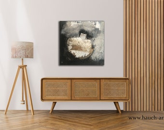 Abstract modern painting on canvas, jug, acrylic painting with structure, hand-painted painting, 40 x 40 cm