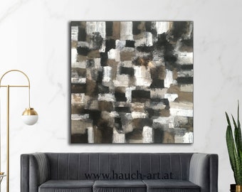 Abstract picture 120 x 120 cm mixed media, acrylic paints stretched on stretcher, modern picture, labyrinth, acrylic picture buy online, living room