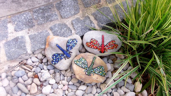 Mosaik Gartendekoration Stein Libelle Mosaik Mosaikstein Etsy