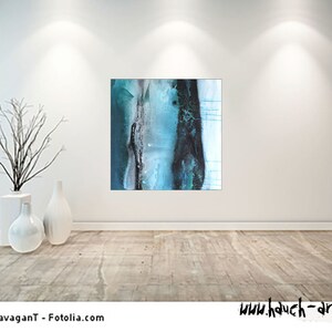 picture, abstract, acrylic painting, hand painted, turquoise, 70 x 70 cm, original, Cornelia touch image 2