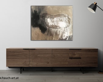 Abstract modern picture with sand structure 50 x 60 cm stretched on canvas on stretcher frame