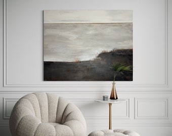 Abstract landscape painting 80 x 100 cm, with structure, modern