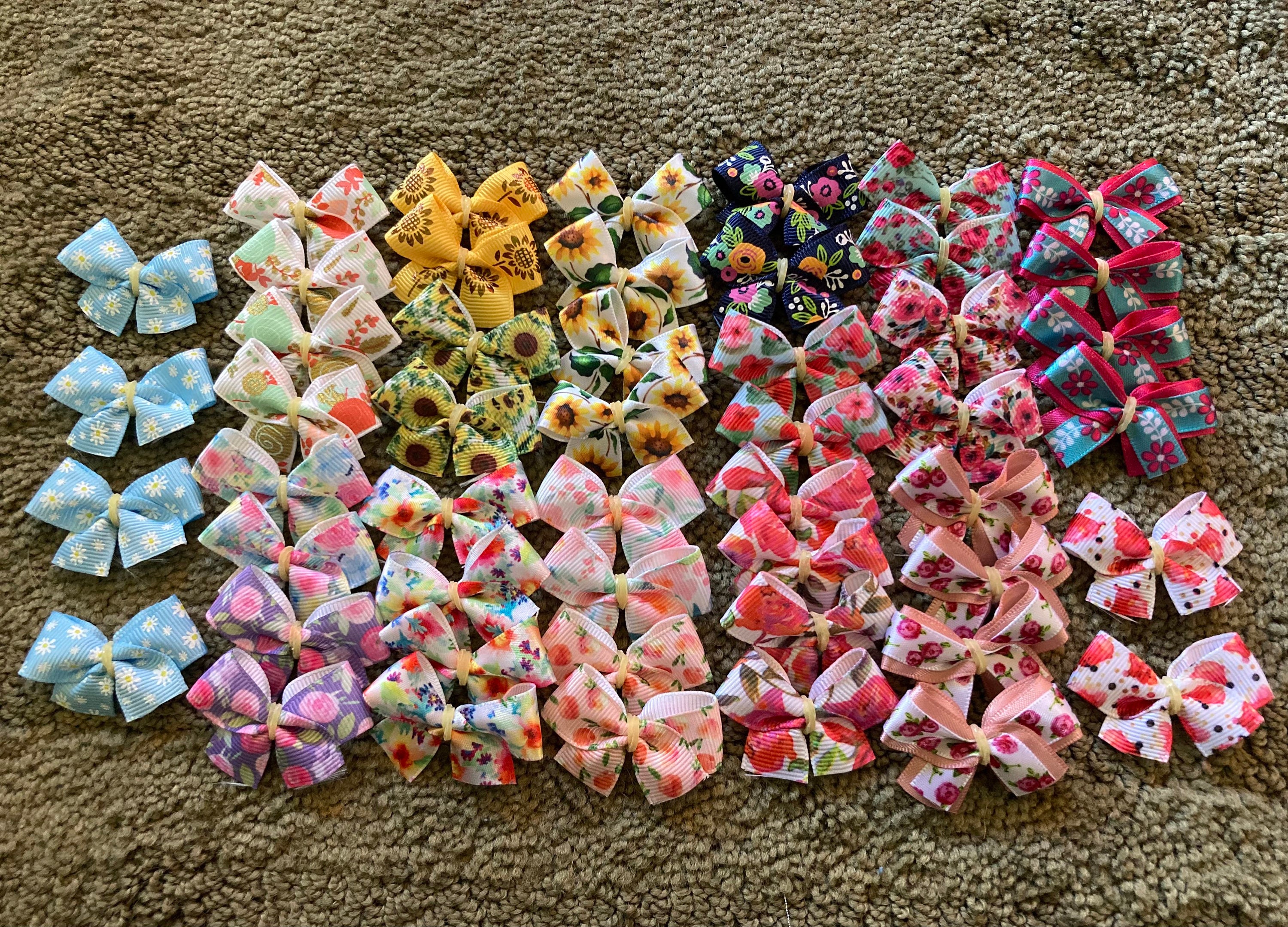 50 Assorted Small Floral Bows Etsy