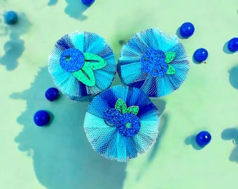 Blueberry Tulle Dog Bows