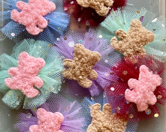 Assorted Tulle Fuzzy Bear Bows