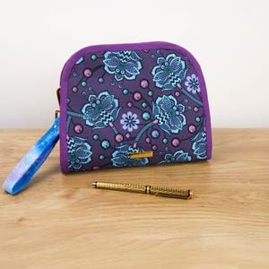 Handmade Tula Pink Fabric Makeup Bag: Glitter Vinyl Craft Organizer