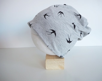 Hipster Beanie grey with swallows