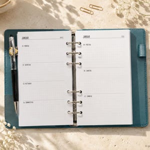 Kalendereinlagen 1 Woche auf 2 Seiten DATIERT! (W 0102) Größe A5 II Personal II Pocket