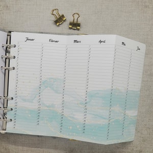 NEW DESIGN Birthday Calendar Year Overview Size A5 I Personal I Pocket