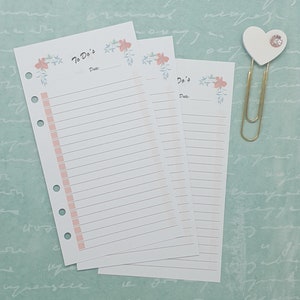 Pessoal* 20x Listas de tarefas para Filofax e calendário em tamanho pessoal