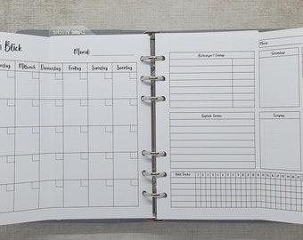 Personal* or A5* monthly planner "At a glance"