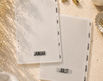 Divider sheets, monthly register, 12-piece set, A5*Personal*Pocket