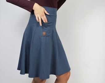 Organic skirt Welle lang indico (blue)