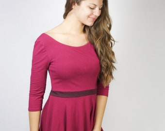 Organic jersey dress Vrida bordeaux / aubergine