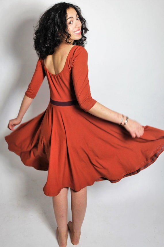Organic Jersey Dress Vrida Rust / Aubergine - Etsy Australia Organic Jersey Dress Vrida Rust / Aubergine - Etsy Australia