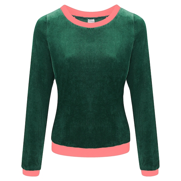 Bio Nicki Pullover "Onne" smaragd / rosa