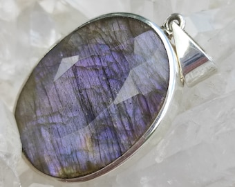 Labradorite Healing Stone Pendant Faceted 925 Sterling Silver Handmade A1315