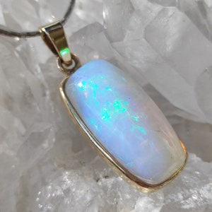 Ethiopian Welo Opal Healing Stone Pendant 14k Gold Handcrafted Rarity A1336
