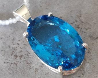 Topaz pendant faceted 925 sterling silver handmade healing stone A1257