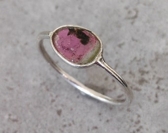 Watermelons Tourmaline Ring Faceted 925 Sterling Silver Size 52 R1776