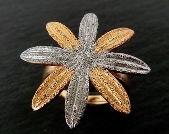 Flower ring diamond-coated 37ct 925 silver size 59