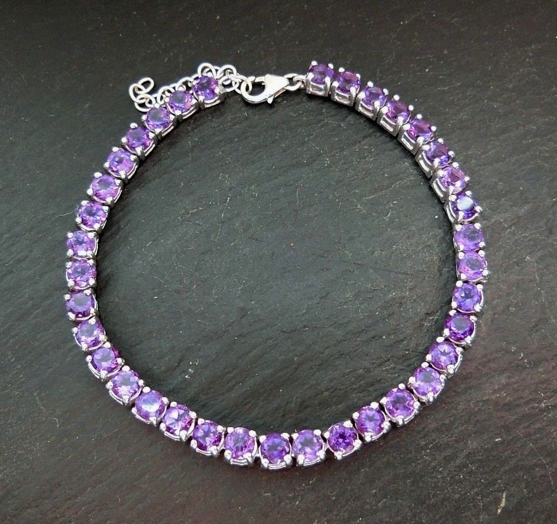 Amethyst Tennis Bracelet 14 karat white gold Etsy