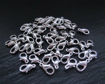 Moschettone placcato argento 12 mm, 50 pezzi