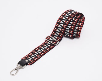 Bag strap CANDY / zig zag - black/red/light blue/white/bordeaux/pink