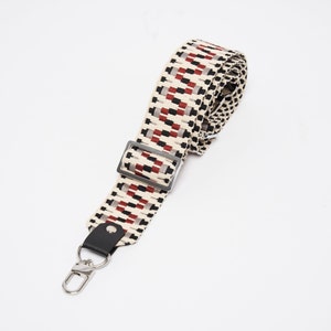 Bag strap CANDY / zig zag - cream/black/grey/wine red