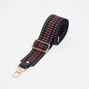 Bag strap CANDY / navy stripes - dark blue/olive green/red