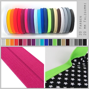 1,25EUR/m - 4 m Falzgummi 22mm viele Farben OekoTex Gummiband Gummilitze Einfassband