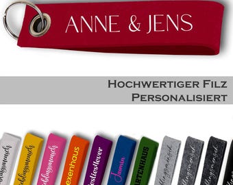 Personalisierter Filz Schlüsselanhänger – Schlüsselband mit individuellem Text Wunschtext /Wunschnamen / Wunschspruch / Firmennamen Anhänger