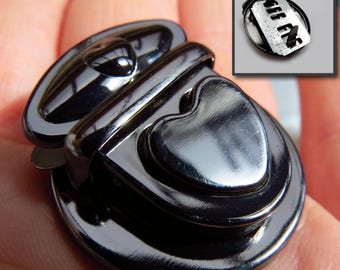 Mappenschloss mit Herz altsilber Hochglanz 35 x 30 mm Taschnknopf Taschenschloss Taschenverschluss