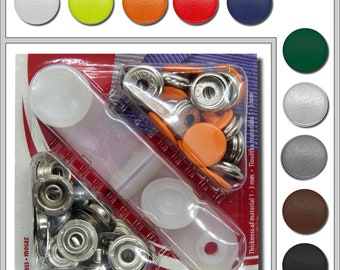 10 St. Druckknöpfe mit Werkzeug viele Farben Ringfeder Knopf Druckknopf