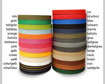 0,60EUR/m - 4 m Gurtband 15 mm oder 20 mm viele Farben