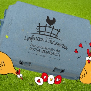 Eierschachtelstempel - Stempel für Eierkartons - Hühner-Stempel 65mm x 57mm ES-100010