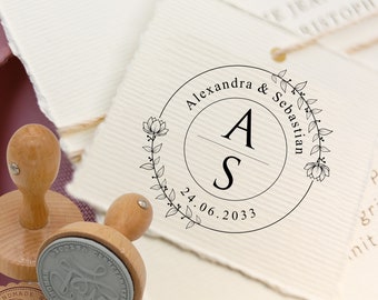 Hochzeitsstempel personalisiert mit Monogramm - persönlicher Stempel für Hochzeitspapeterie Art.No. HO-100026