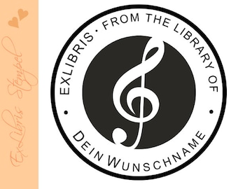 Exlibris Stempel - Ex Libris Stempel - Exlibris Stempel Musik "Exlibris Music - from the Library of...." No.exl-10415