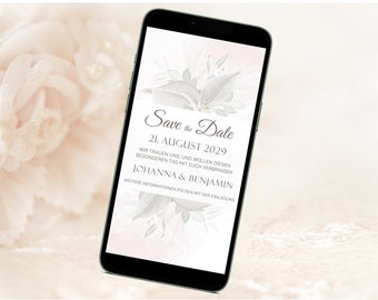 Save the Date Card DIGITAL Hochzeit Wedding - jpg & png-Datei für Smartphone, Tablet und PC