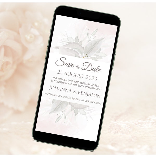 Save the Date Card DIGITAL Hochzeit Wedding - jpg & png-Datei für Smartphone, Tablet und PC