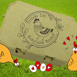 Personalisierter Stempel "Frische Eier" - Eierkarton Stempel - Eierschachtel Stempel