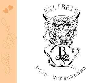 Exlibris Stempel - Ex Libris Stempel - Exlibrisstempel mit Wunschname INITIALE  No. exl-10383