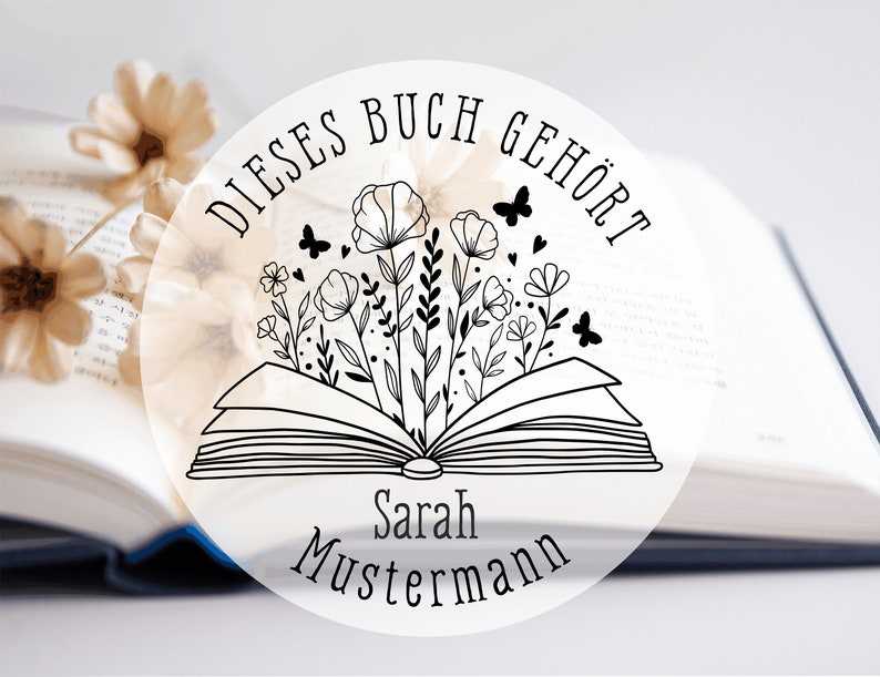 Personalisierter Stempel Dieses Buch gehört Exlibris Stempel Dieses Buch gehört Ø 30mm/40mm/45mm Bild 2