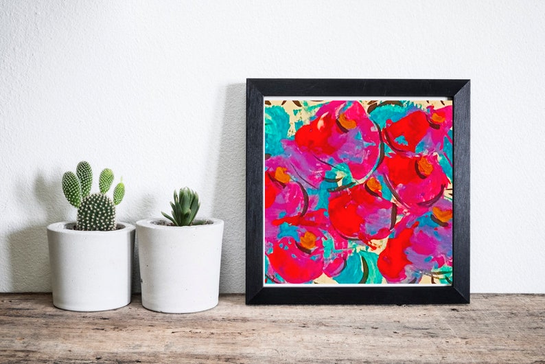 Blue and Pink Abstract Art Print, Digital Print Download, Wall Art