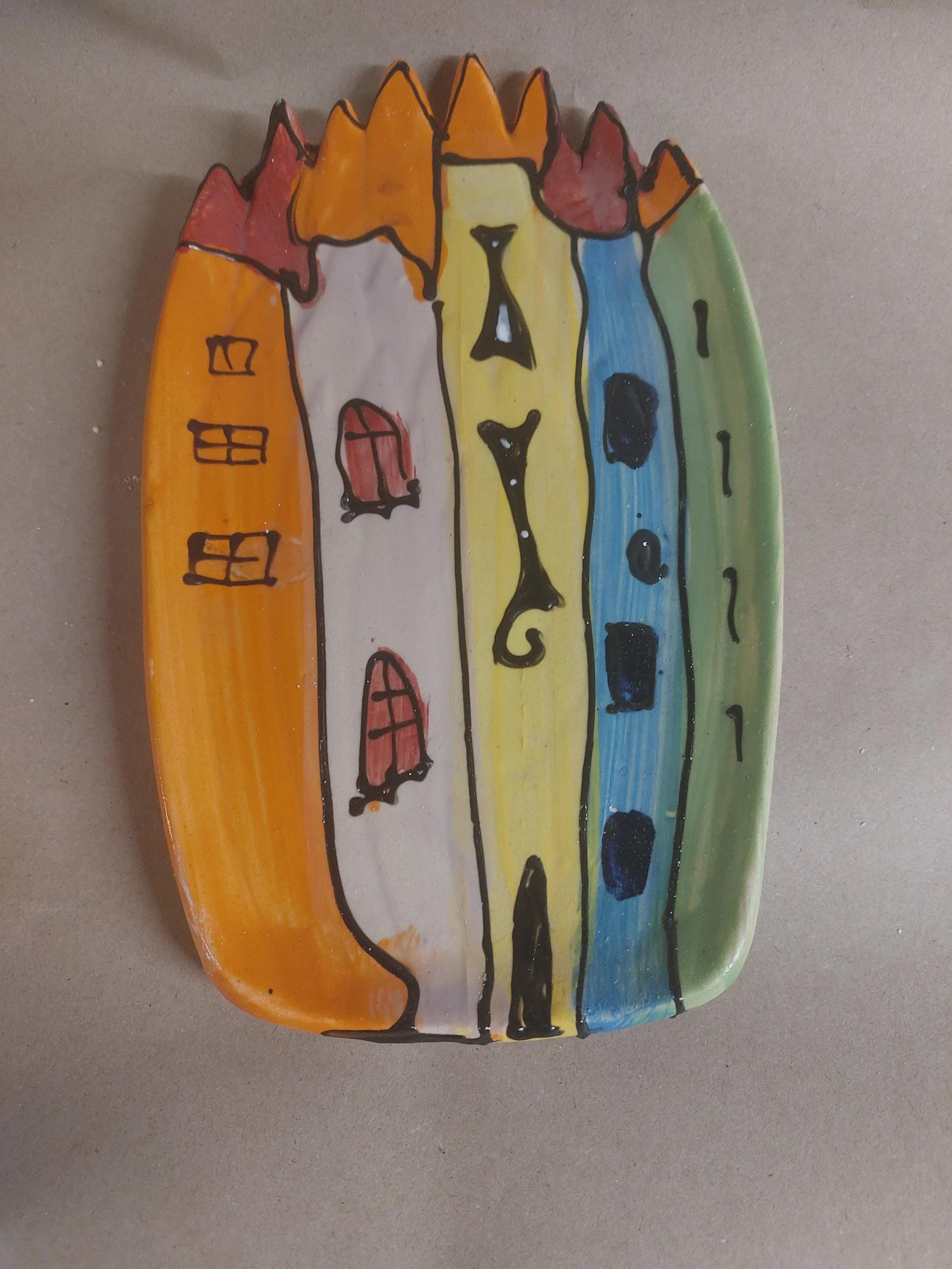 Small ceramic plate, handmade - modern and unique design, colorido - made to order.
