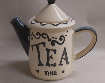 Small ceramic teapot, 0.4 liters, in the "teatime" design - unique piece